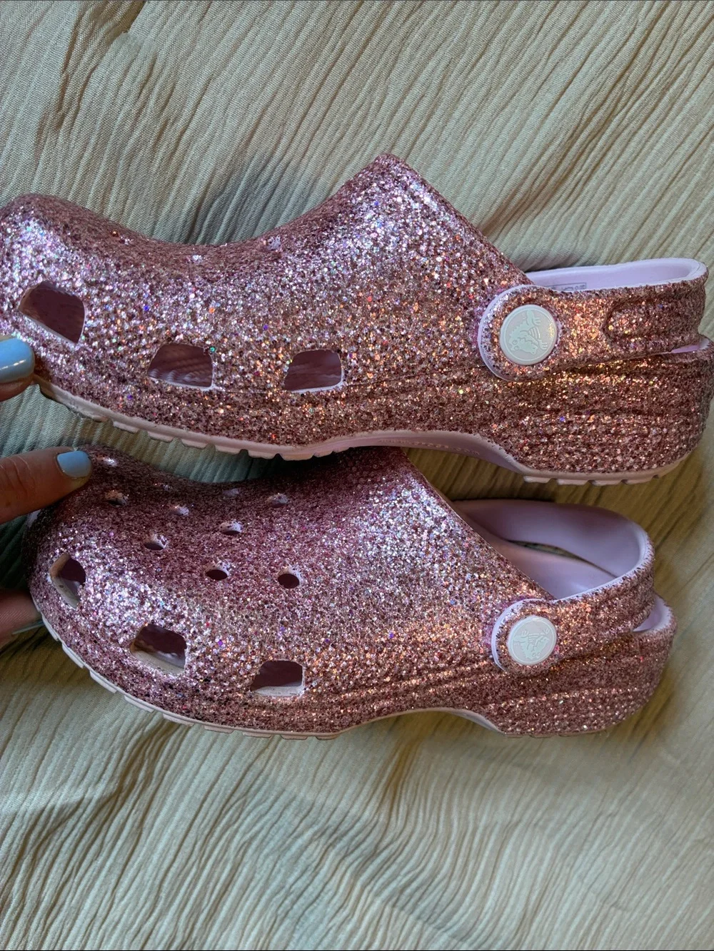 CROCS Big Kids' (J2) Classic Chunky Glitter (PINK) Clog